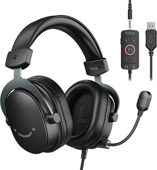 FIFINE AmpliGame H9 Wired Gaming Headset – 7.1 Surround, USB & 3.5mm, Black