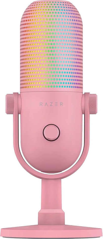 Razer Seiren V3 Chroma USB-C Gaming Microphone, AI Noise Isolation, RGB, Tap-to-Mute, Pink