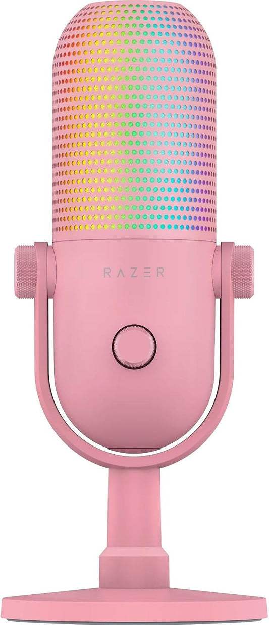 Razer Seiren V3 Chroma USB-C Gaming Microphone, AI Noise Isolation, RGB, Tap-to-Mute, Pink