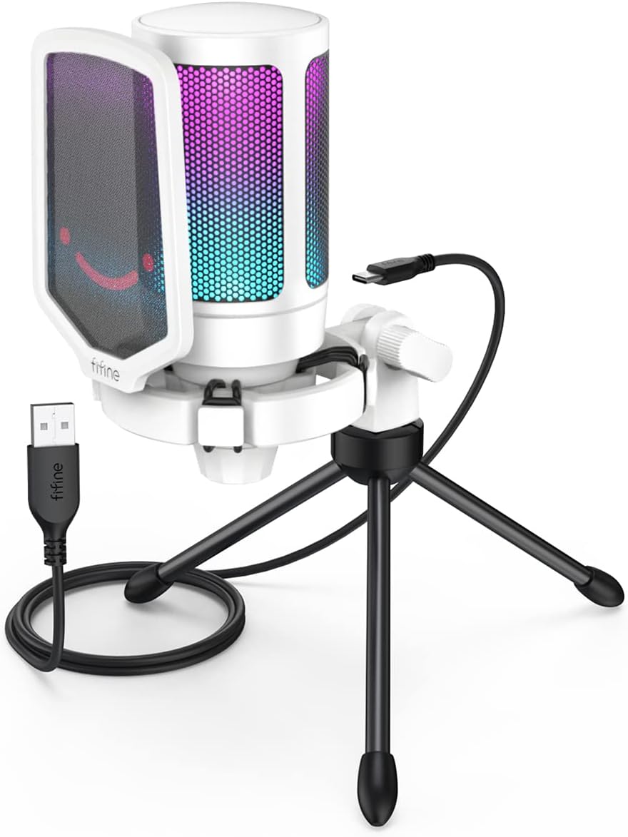 FIFINE AmpliGame A6VW USB Gaming Microphone | RGB Condenser Mic for PC/PS5