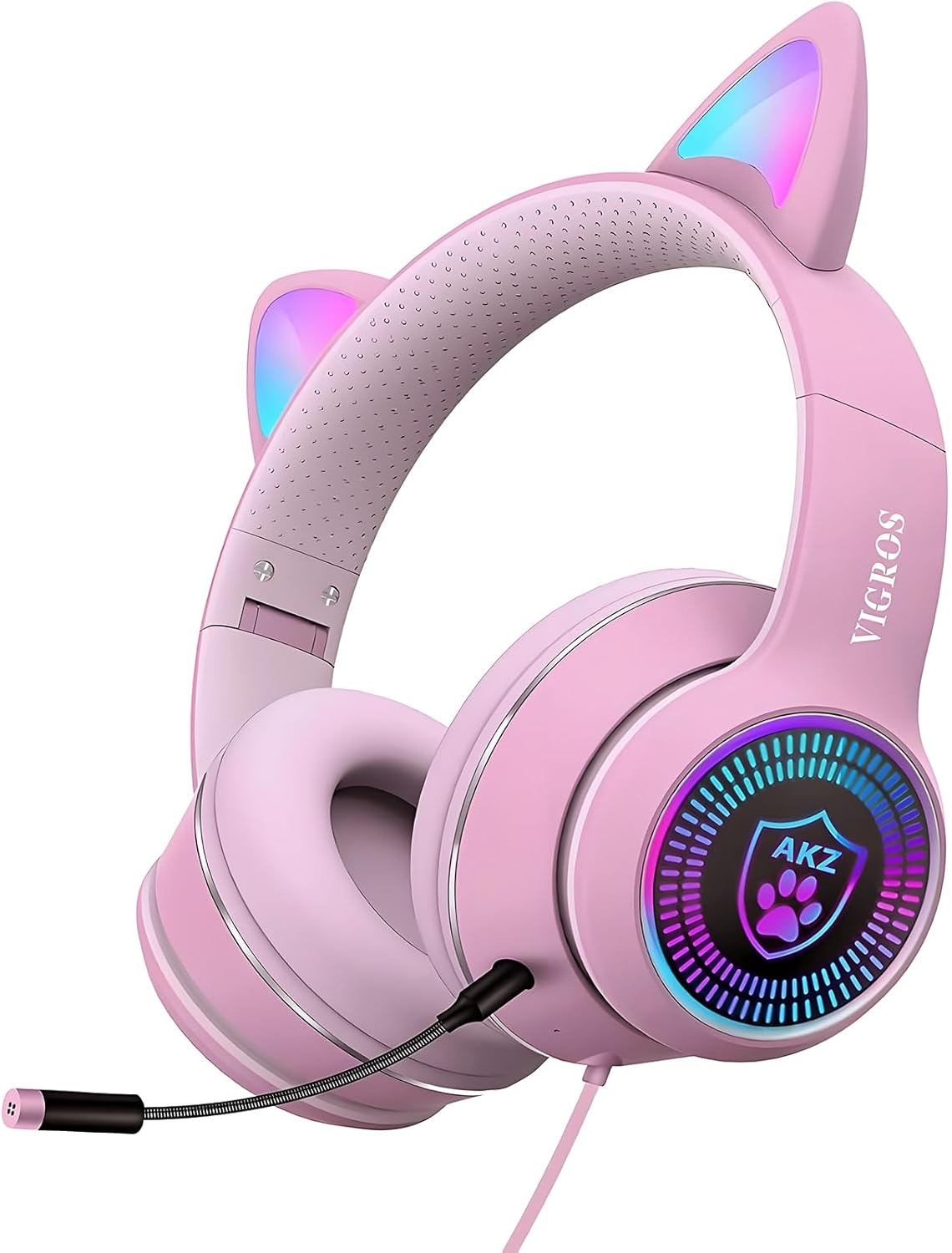 Cat Ear RGB Gaming Headset with Mic, Wired 3.5mm for PC, PS4, Switch & Mobile