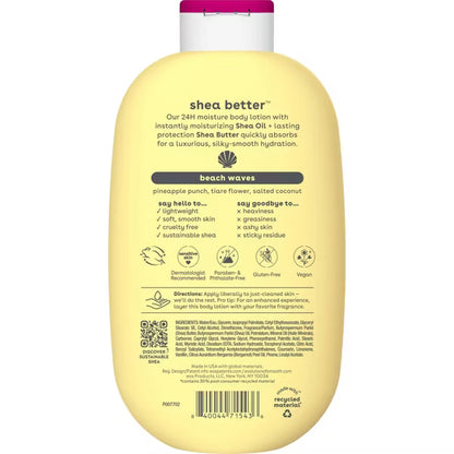 eos Shea Better 24H Hydrating Body Lotion - Beach Waves Fragrance, 16 fl oz