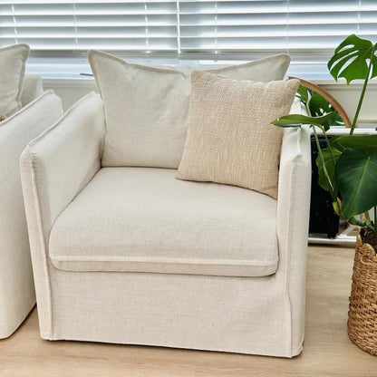 Threshold™ Berea Slouchy Accent Chair with French Seams, Upholstered, Malcolm Stripe Blue