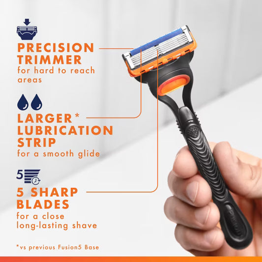 Gillette Fusion5 Men's Reusable Razor - Handle with 5 Blade Refills