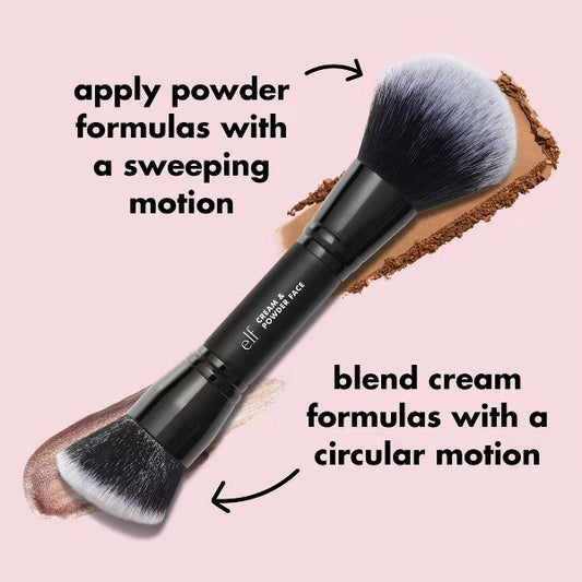 e.l.f. Cream & Powder Face Brush, Vegan Makeup Brush for Liquid, Cream & Powder Cosmetics