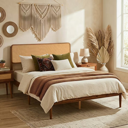 Costway Full Size Wood Platform Bed Frame - Brown