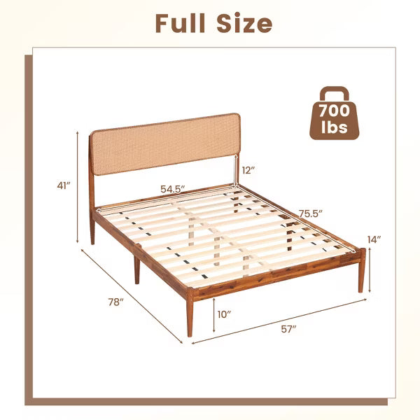 Costway Full Size Wood Platform Bed Frame - Brown