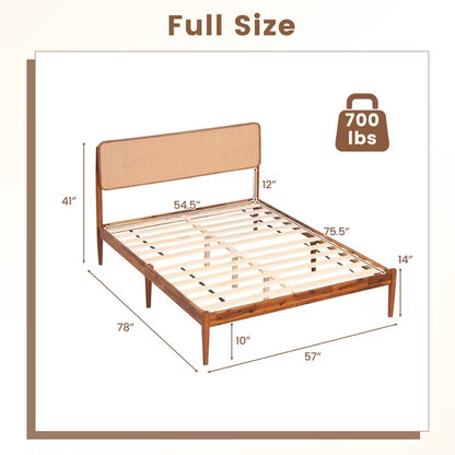 Costway Full Size Wood Platform Bed Frame - Brown