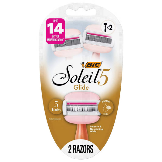 BIC Soleil 5 Glide Women's Disposable Razors - 2 Pack, 5 Blades, Aloe-Infused