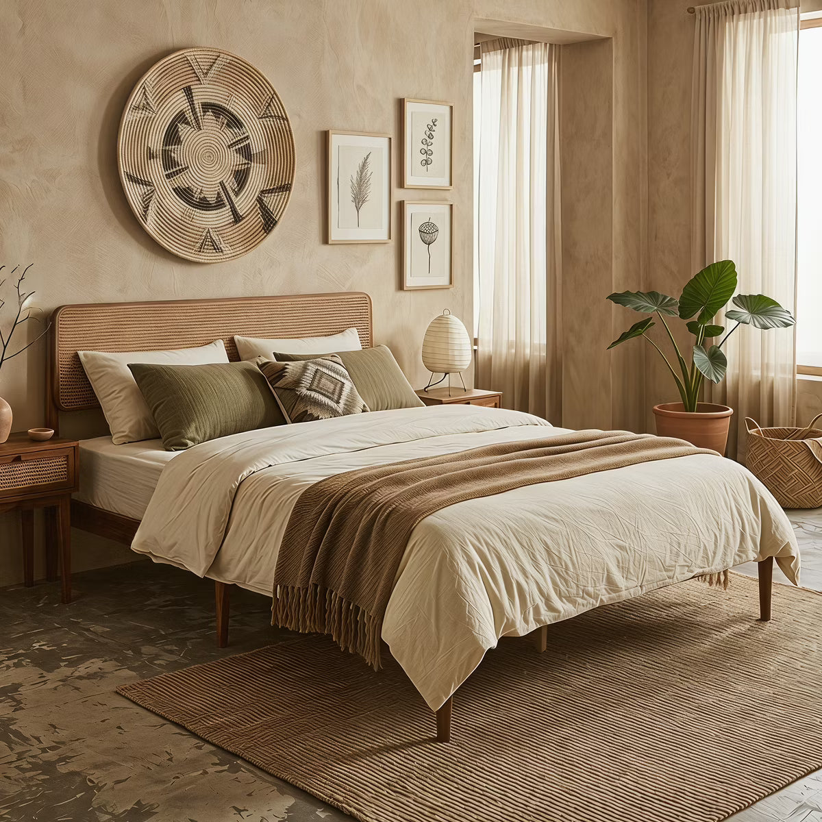 Costway Queen Size Wooden Platform Bed Frame - Brown
