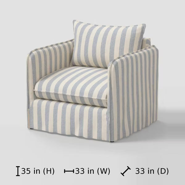Threshold™ Berea Slouchy Accent Chair with French Seams, Upholstered, Malcolm Stripe Blue