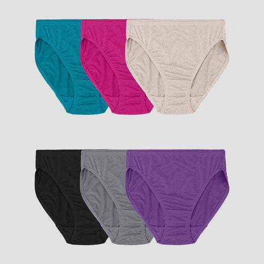 Fruit of the Loom Women's Breathable Hi-Cut Underwear – 6-Pack