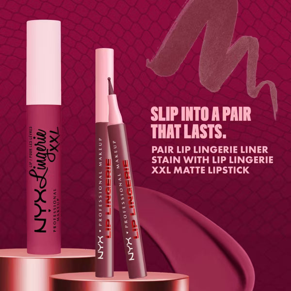 NYX Lip Lingerie Longwear Lip Liner Stain – Cuff Me, 0.03 fl oz-07 Cuff Me