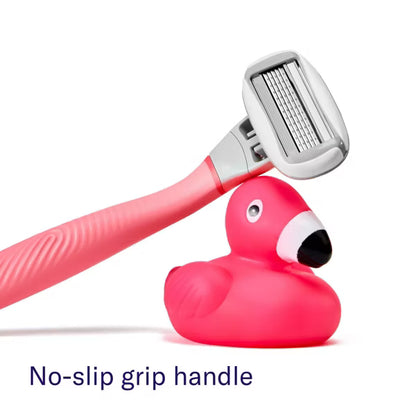 Flamingo Women's Razor Kit - Pink 5-Blade Handle + 2 Replacement Cartridges