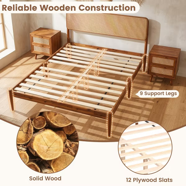 Costway Full Size Wood Platform Bed Frame - Brown