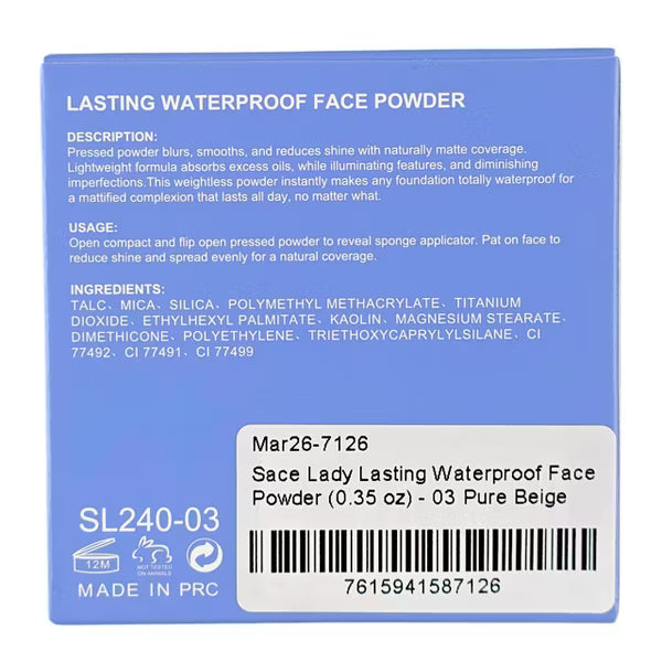 SACE LADY Waterproof Face Powder, 03 Pure Beige