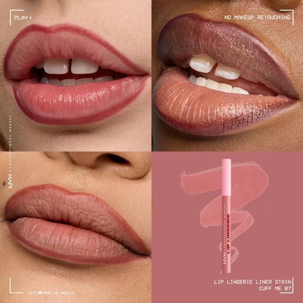 NYX Lip Lingerie Longwear Lip Liner Stain – Cuff Me, 0.03 fl oz-07 Cuff Me