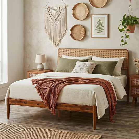 Costway Full Size Wood Platform Bed Frame - Brown