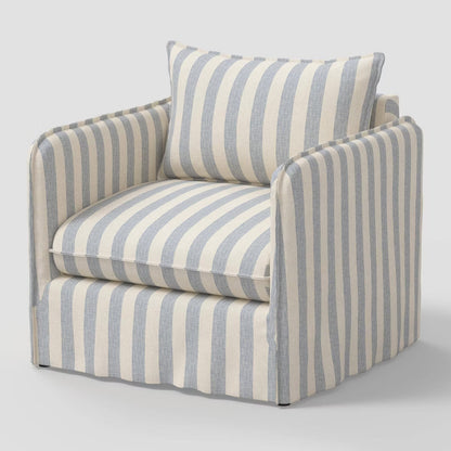 Threshold™ Berea Slouchy Accent Chair with French Seams, Upholstered, Malcolm Stripe Blue