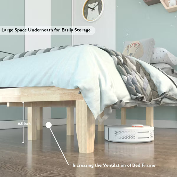 Costway Full Size Wood Platform Bed Frame - Natural