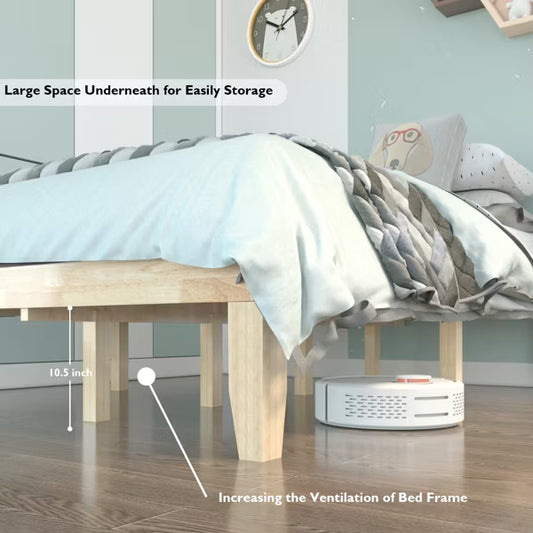 Costway Full Size Wood Platform Bed Frame - Natural