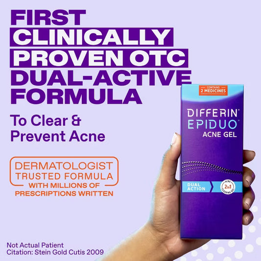 Differin Epiduo Acne Treatment Gel - Clears Breakouts & Unclogs Pores, 45g / 1.6 oz