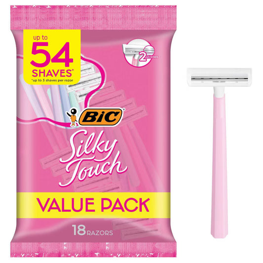 BIC Silky Touch Disposable Razors for Women - 2-Blade, 18 ct
