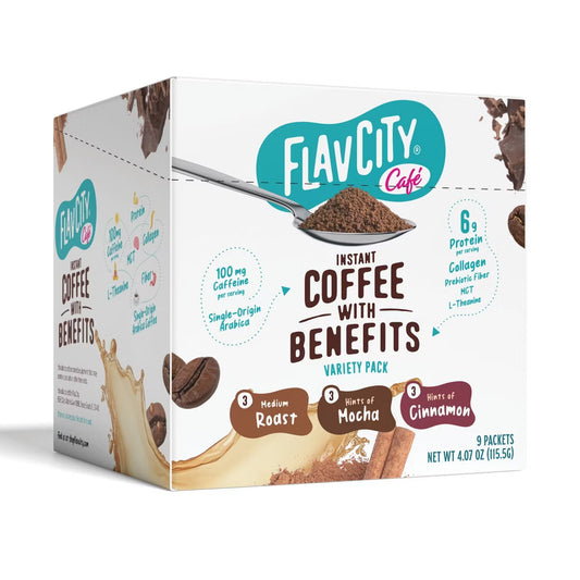 FlavCity Functional Instant Coffee Variety Pack - Medium Roast, 9ct