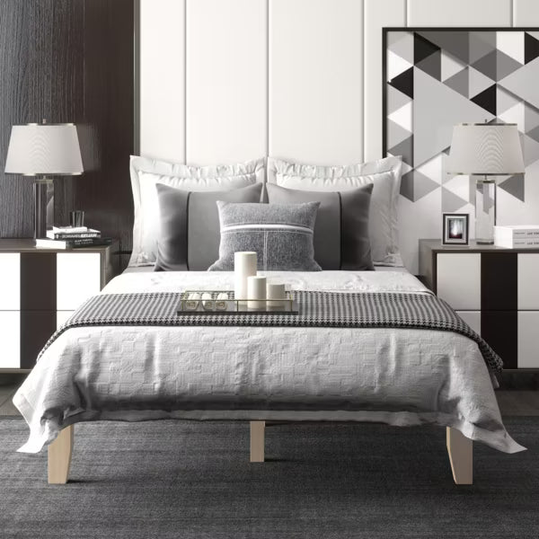 Costway Full Size Wood Platform Bed Frame - Natural