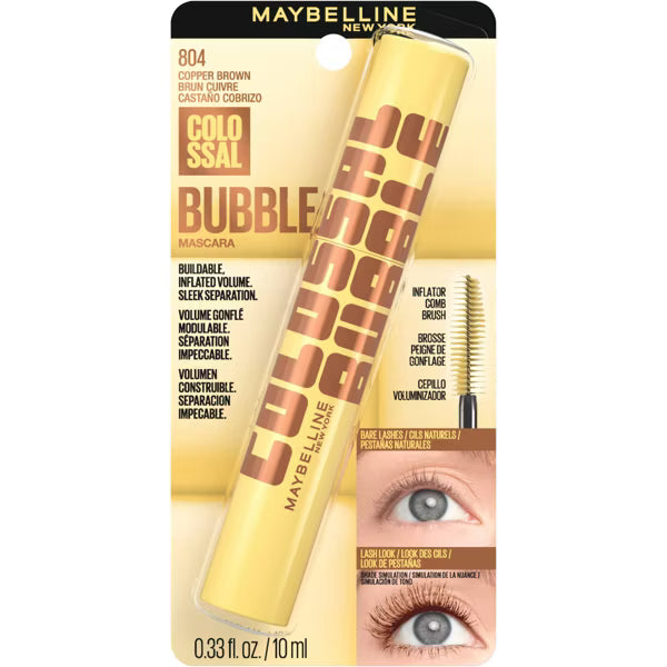 Maybelline Colossal Bubble Washable Mascara – Copper Brown, 0.33 fl oz-Copper Brown