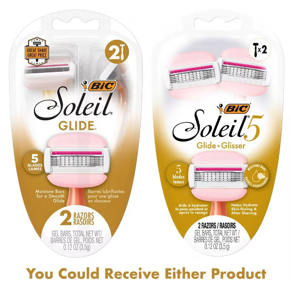 BIC Soleil 5 Glide Women's Disposable Razors - 2 Pack, 5 Blades, Aloe-Infused