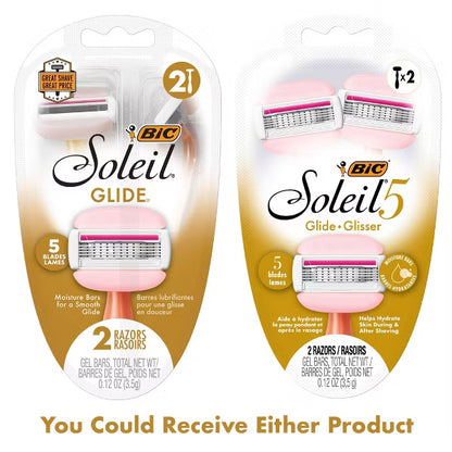 BIC Soleil 5 Glide Women's Disposable Razors - 2 Pack, 5 Blades, Aloe-Infused