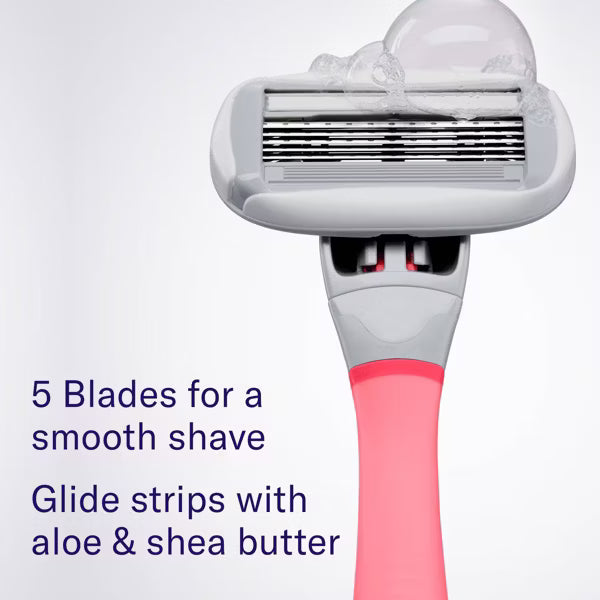 Flamingo Women's Razor Kit - Pink 5-Blade Handle + 2 Replacement Cartridges