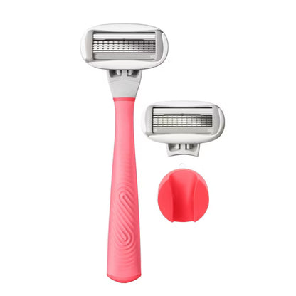 Flamingo Women's Razor Kit - Pink 5-Blade Handle + 2 Replacement Cartridges