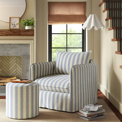 Threshold™ Berea Slouchy Accent Chair with French Seams, Upholstered, Malcolm Stripe Blue