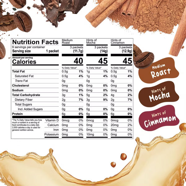 FlavCity Functional Instant Coffee Variety Pack - Medium Roast, 9ct