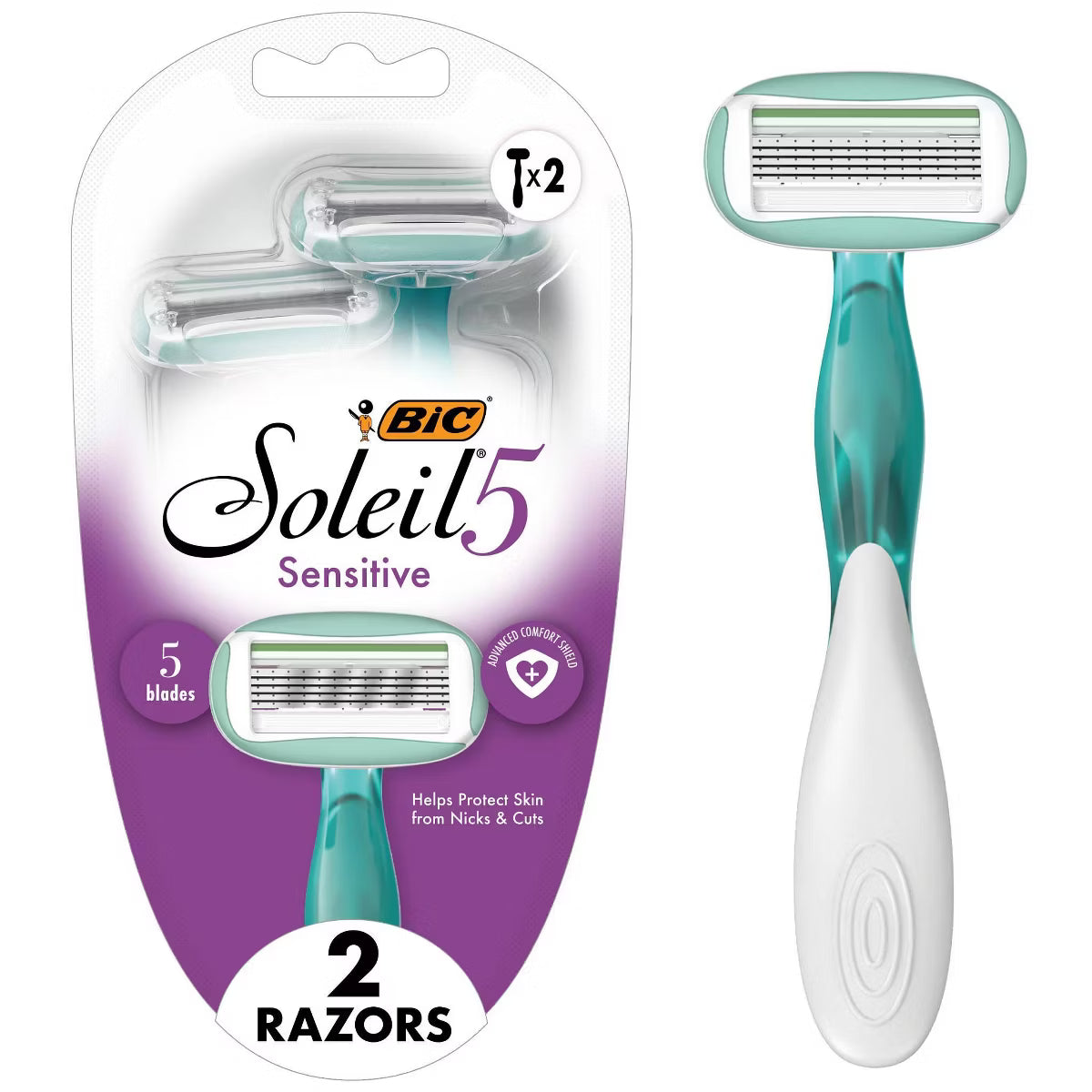 BIC Soleil Sensitive Women's Disposable Razors, 5-Blade, 2 Count