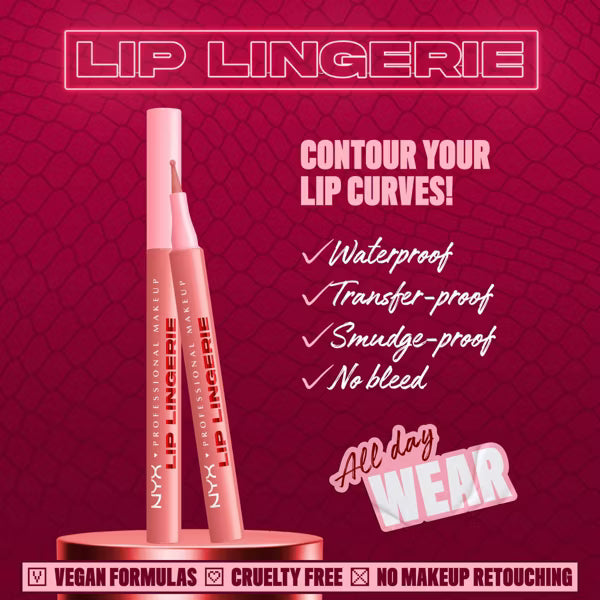 NYX Lip Lingerie Longwear Lip Liner Stain – Cuff Me, 0.03 fl oz-07 Cuff Me