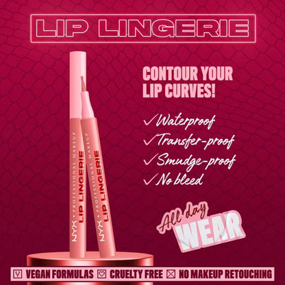 NYX Lip Lingerie Longwear Lip Liner Stain – Cuff Me, 0.03 fl oz-07 Cuff Me