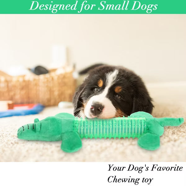 VECELA Interactive Dog Chew Toy, Plush & Rubber - Green