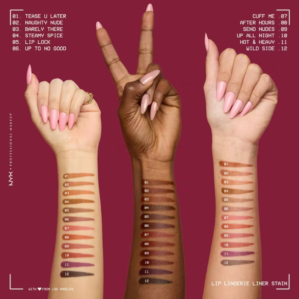 NYX Lip Lingerie Longwear Lip Liner Stain – Cuff Me, 0.03 fl oz-07 Cuff Me