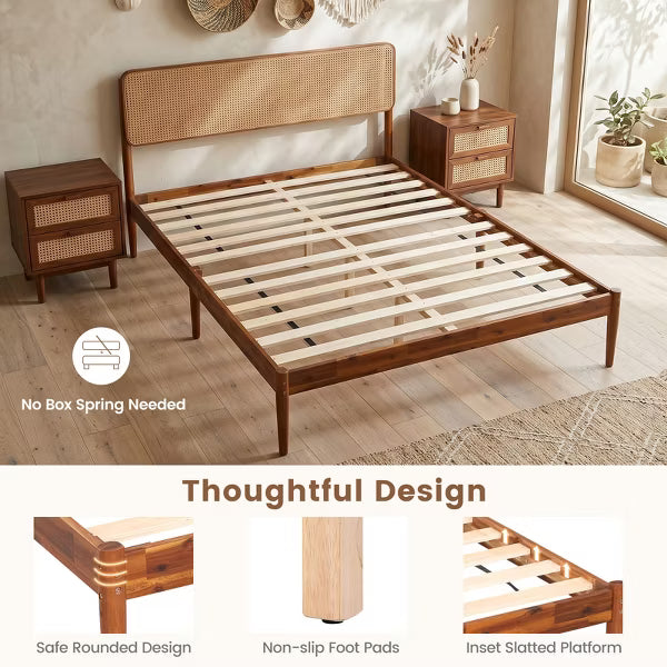 Costway Full Size Wood Platform Bed Frame - Brown