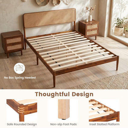 Costway Full Size Wood Platform Bed Frame - Brown