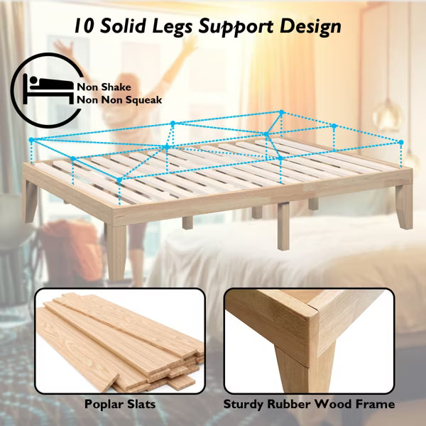 Costway Full Size Wood Platform Bed Frame - Natural