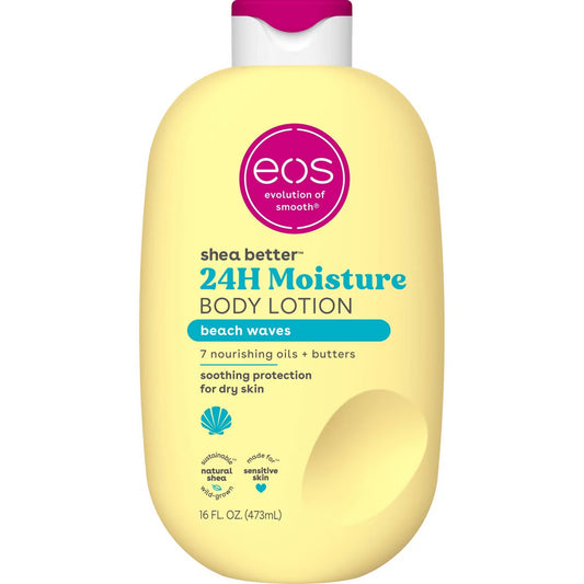 eos Shea Better 24H Hydrating Body Lotion - Beach Waves Fragrance, 16 fl oz