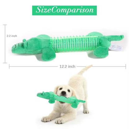 VECELA Interactive Dog Chew Toy, Plush & Rubber - Green