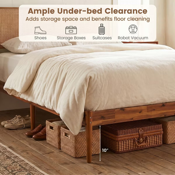 Costway Full Size Wood Platform Bed Frame - Brown