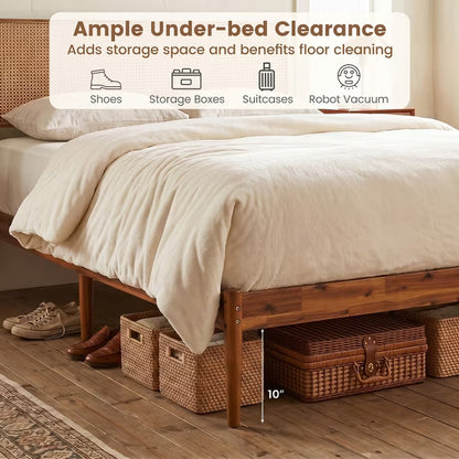 Costway Full Size Wood Platform Bed Frame - Brown