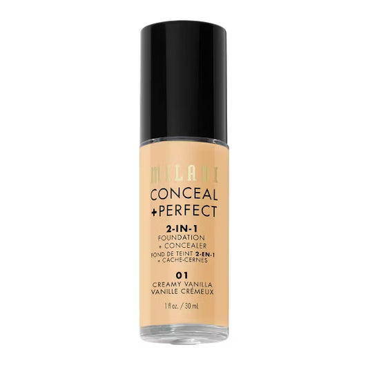 Milani Conceal + Perfect 2-in-1 Foundation + Concealer, 01 Creamy Vanilla, 1 fl oz