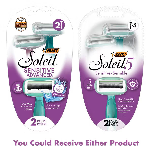 BIC Soleil Sensitive Women's Disposable Razors, 5-Blade, 2 Count